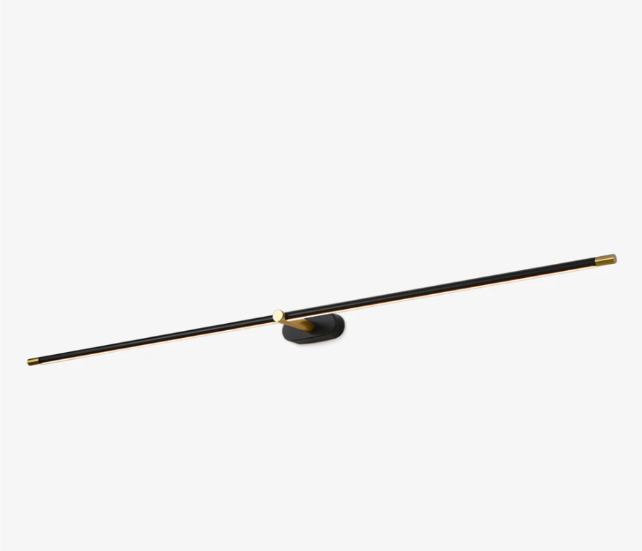 Brussels wall light in black and gold, a minimalist linear rechargeable LED wall lamp